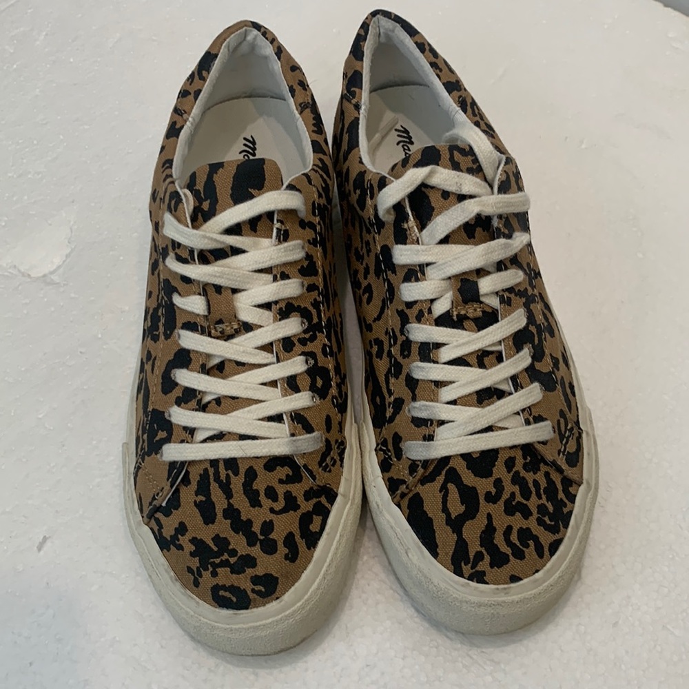 Madewell Leopard Print Canvas Sneakers in Tan and Black